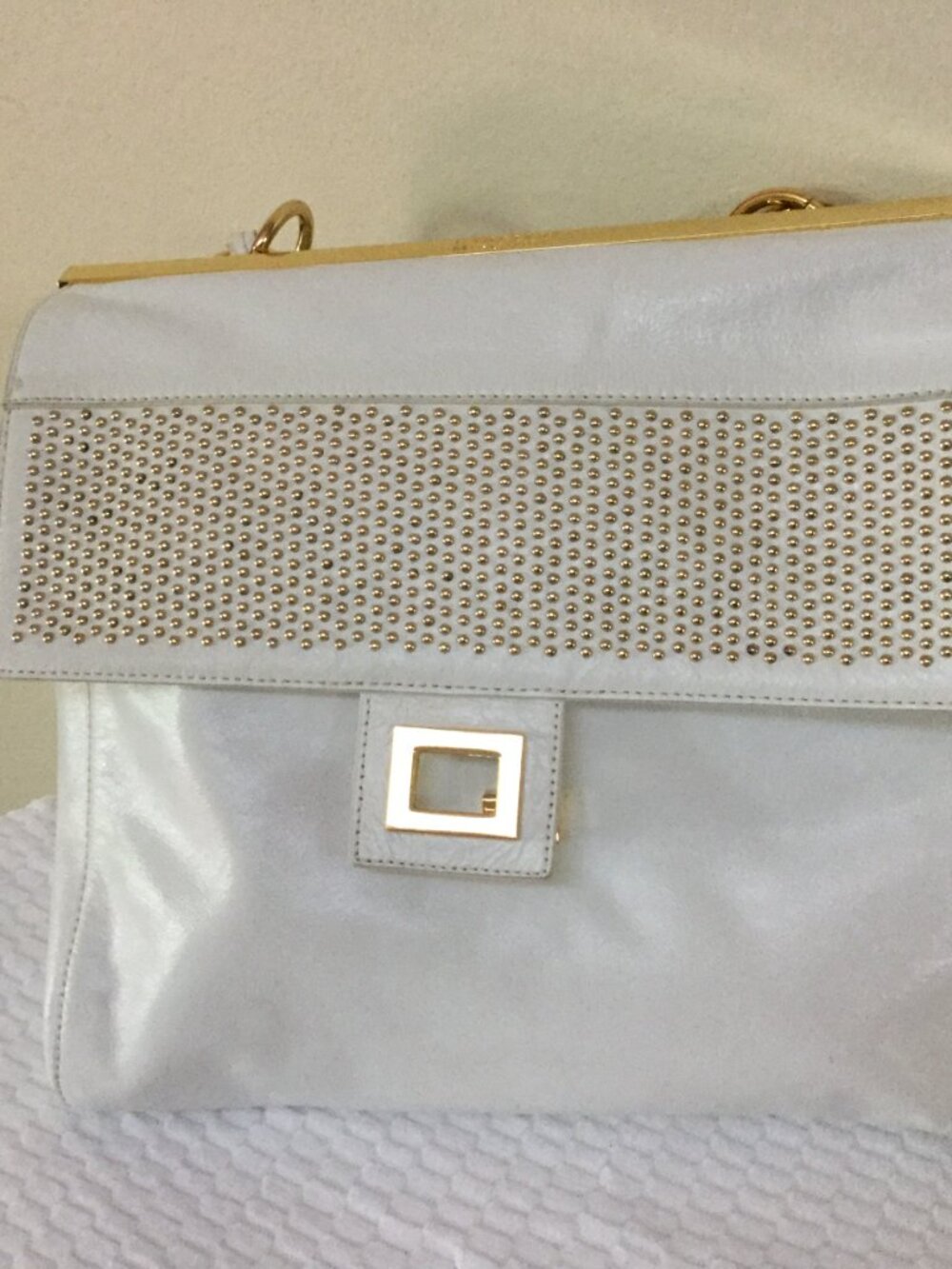 Badgley Michka Women Large White gold Handbag Purse Turn lock - Picture 8 of 16